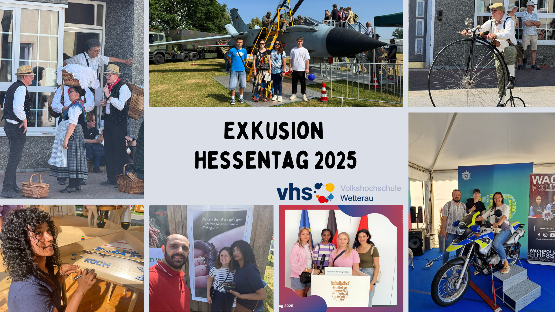 Impressionen der beiden Deutschkursen der vhs wetterau von der Exkursion auf den Hessentag 2025. Fotos: Privat
